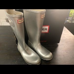 Hunter boot silver metallic